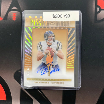 2022 NFL Drew Brees Panini Donruss Clearly Passing The Torch Auto /99