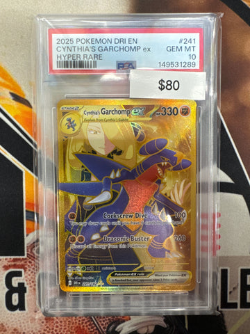 2025 Pokémon DRI English Cynthia’s Garchomp Ex 241/182 Hyper Rare PSA 10
