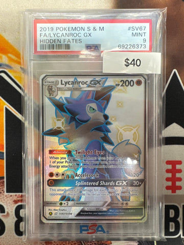 Pokemon Lycanroc GX Full Art SV67/SV94 Hidden Fates PSA 9