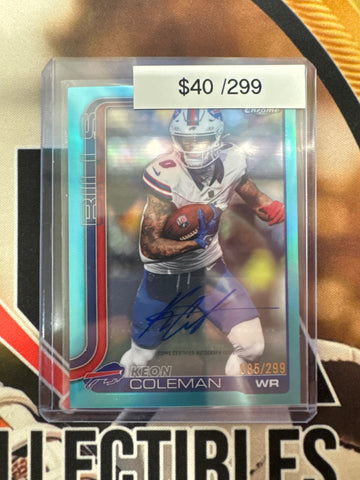 2025 Topps Chrome NFL Keon Coleman Teal Refractor Autograph /299