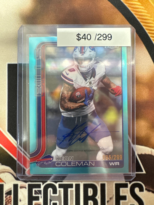 2025 Topps Chrome NFL Keon Coleman Teal Refractor Autograph /299