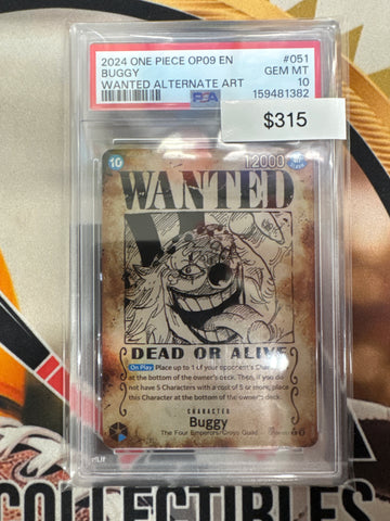 2024 One Piece OP09-051 Buggy Wanted Alternate Art PSA 10