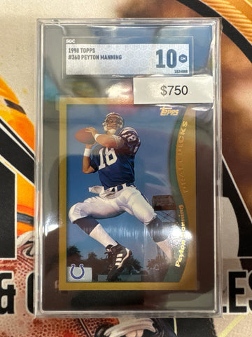 1998 Topps NFL Peyton Manning Draft Pick Rookie SGC 10