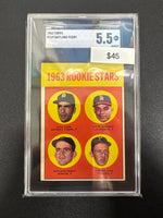 1963 Topps MLB 1963 Rookie Stars Egan, Navarro, Perry, Sisk SGC 5.5