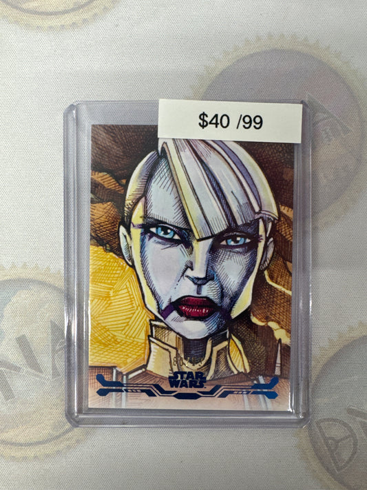 Topps Star Wars Stellar Signatures Asajj Ventress By: Michael Mastermaker Stellar Art Card Blue /99