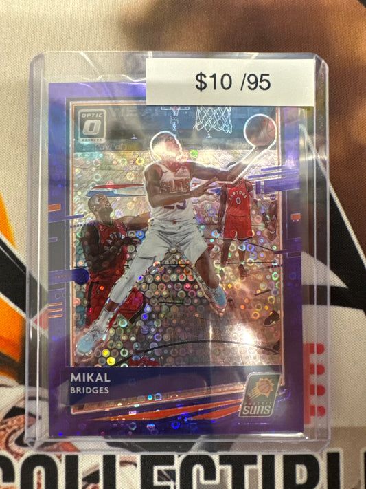 2020-21 Panini Donruss Optic NBA Mikal Bridges Purple Disco Prizm /95