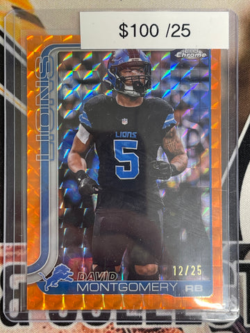2025 Topps Chrome Football David Montgomery Orange Geometric /25
