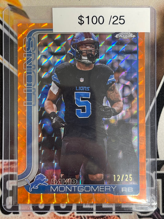 2025 Topps Chrome Football David Montgomery Orange Geometric /25