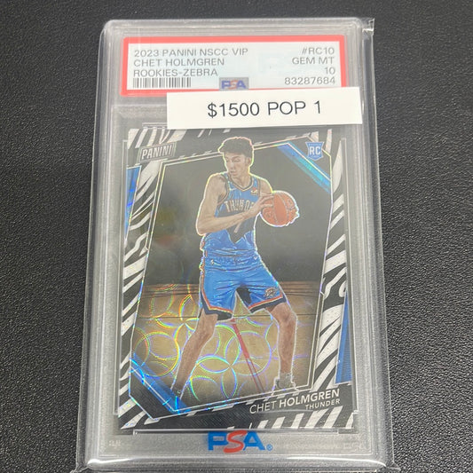 2023 NBA Panini NSCC VIP Chet Holmgren Zebra Rookie POP 1 PSA 10