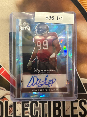 2024 Leaf Metal Signature Series Warren Sapp Blue Cracked Ice Refractor 1/1