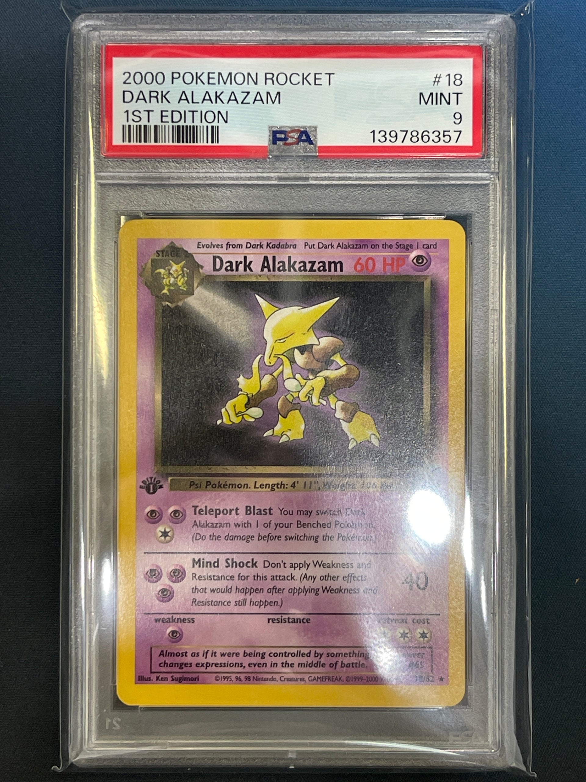 dark alakazam pokemon card 1st edition 18/82 Team Rocket PSA 9 – DNAcardshop Condition - SKU:EX - 34894 Kingambit Encased in a durable Pokémon TCG Sword &