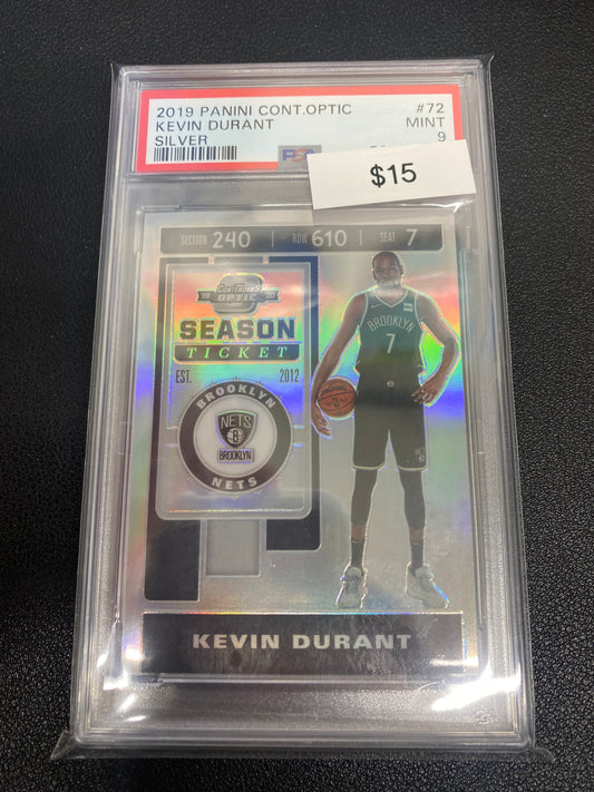 2019 Panini Contenders Optic Kevin Durant Season Ticket Silver PSA 9