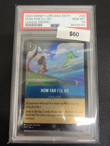 Disney Lorcana P1 League Promo How Far I’ll Go PSA 10