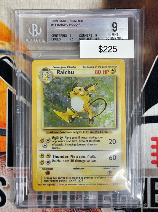 1999 Pokemon Base Set Raichu Holo 14/102 BGS 9
