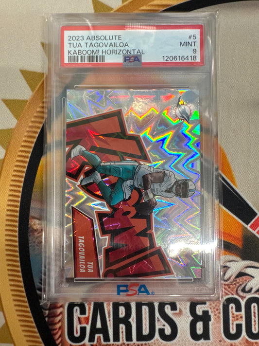 2023 Panini Absolute NFL Tua Tagovailoa Kaboom! Horizontal PSA 9