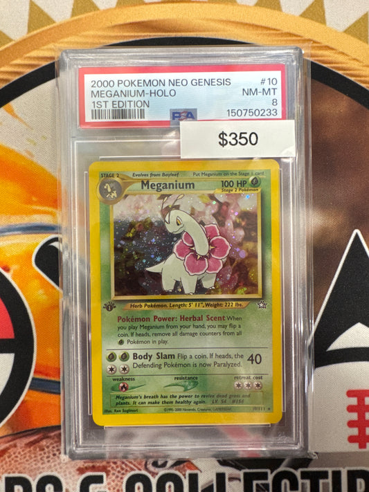 2000 Pokemon Neo Genesis Meganium Holo 1st Edition 10/111 PSA 8