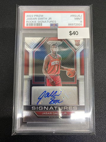 2022 Prizm Jabari Smith Jr Rookie Signatures PSA 9