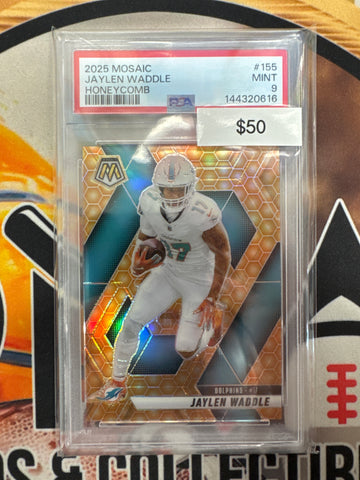 2025 Panini Mosaic NFL Jaylen Waddle Honeycomb Prizm PSA 9