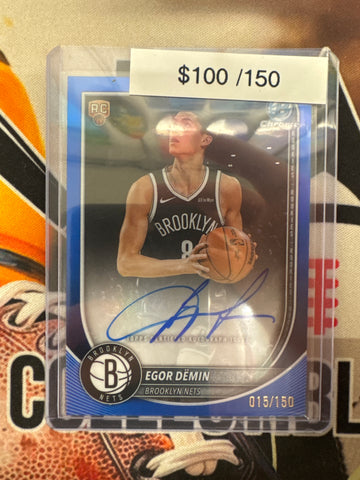 2025-26 Topps Bowman Chrome Basketball Egor Demin Rookie Autograph Blue Refractor /150