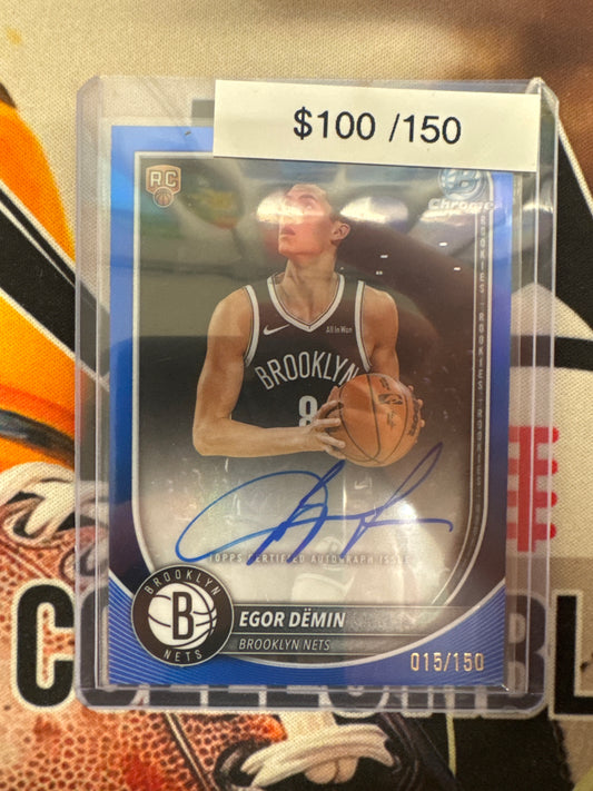 2025-26 Topps Bowman Chrome Basketball Egor Demin Rookie Autograph Blue Refractor /150