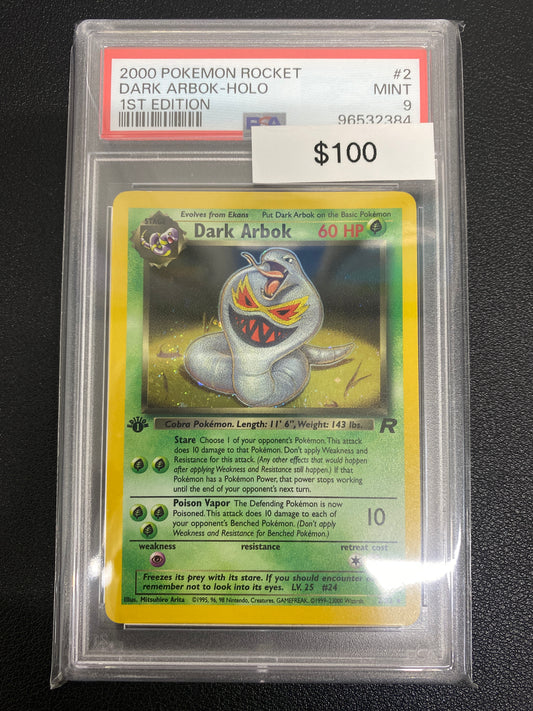 Pokémon 1st Edition Team Rocket Dark Arbok Holo PSA 9