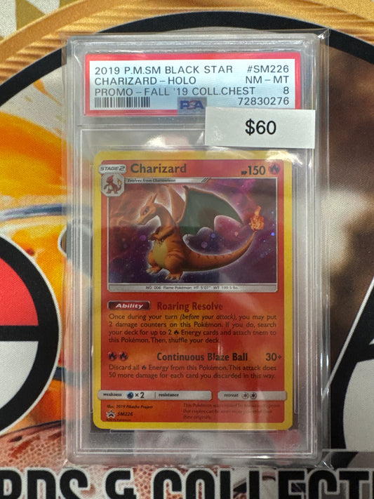 2019 Pokémon SM Black Star Promo Charizard Holo Fall ‘19 Collectors Chest SM226 PSA 8