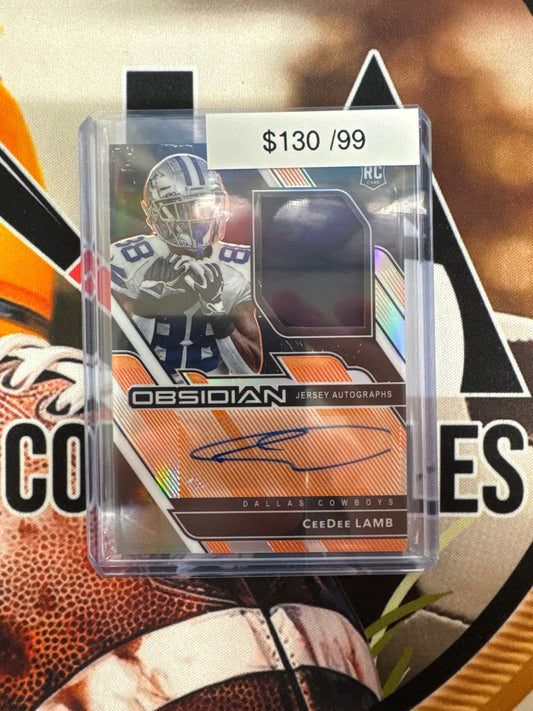 2020 Panini Obsidian NFL CeeDee Lamb Rookie Patch Autograph Orange /99