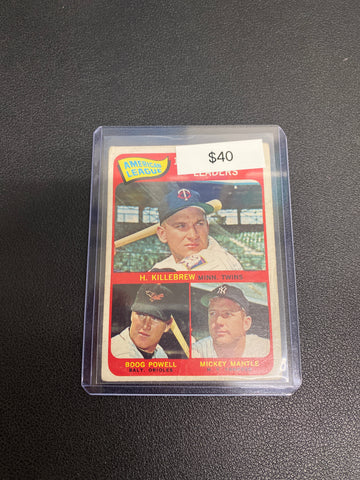 1965 Topps American League Home Run Leaders Mantle/Powell/Killebrew