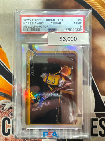 2025-26 Topps Chrome NBA Update Kareem Abdul-Jabbar Minionfractor PSA 9