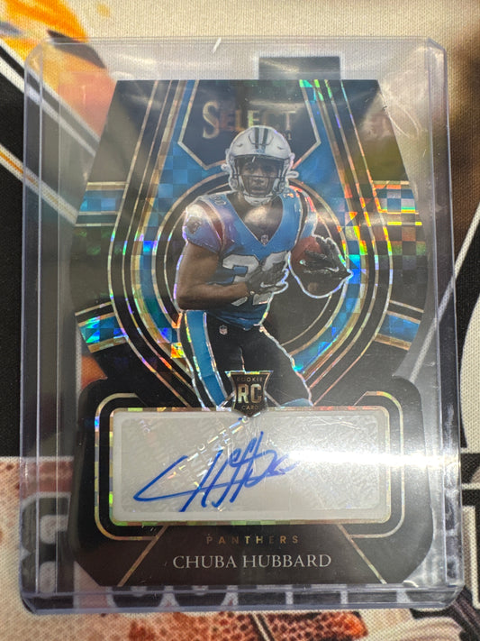 2021 Select Football Chuba Hubbard Black X-Fractor Die-Cut Rookie 1/1