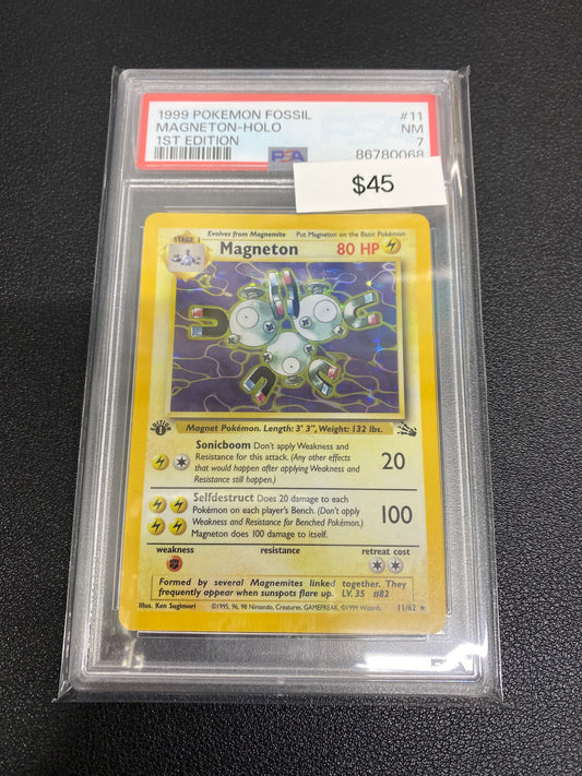 Pokémon Magneton Fossil 1st Edition Holo 11/62 PSA 7