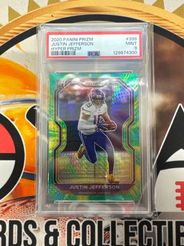 2020 Panini Prizm NFL Justin Jefferson Rookie Hyper Prizm /175 PSA 9