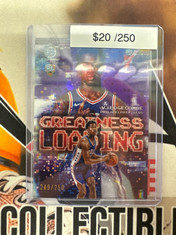 2026 Bowman Chrome Basketball VJ Edgecombe Rookie Greatness Loading Purple Refractor /250