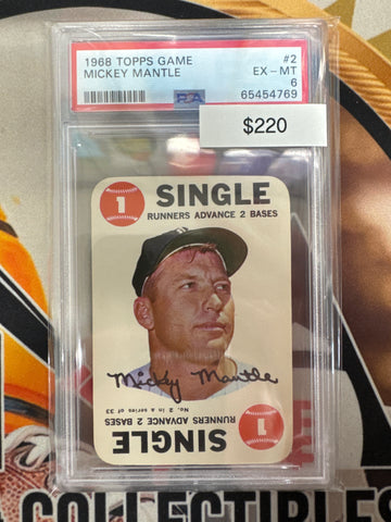 1968 Topps Game MLB Mickey Mantle PSA 6