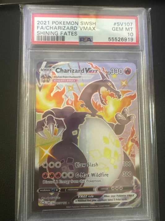 Pokémon Charizard VMAX Shiny Vault (Shining Fates) SV107/SV122 PSA 10