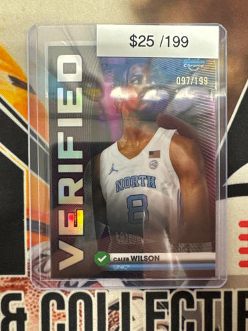2025-26 Topps Bowman Chrome NBA Caleb Wilson Bowman Verified Purple Refractor /199