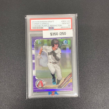 2019 Bowman Draft Corbin Carroll chrome purple refractor /150 PSA 10