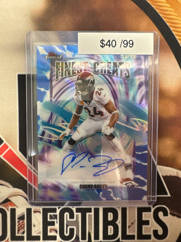 2025 Topps Finest NFL Champ Bailey Finest Greats Autograph Blue Refractor /99