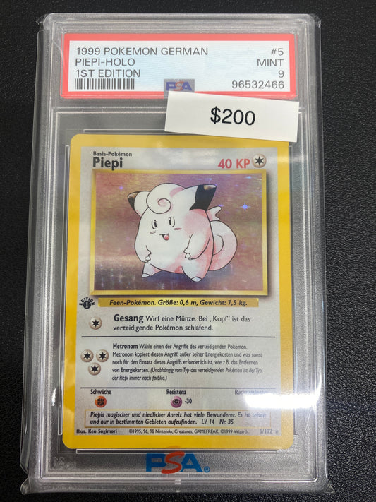 Pokémon German 1st Edition Base Set Clefairy (Piepi) Holo PSA 9