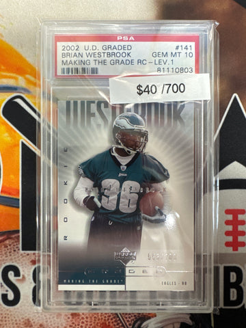 2002 Upper Deck Graded Football Brian Westbrook Making The Grade Rookie Level 1 /700 PSA 10