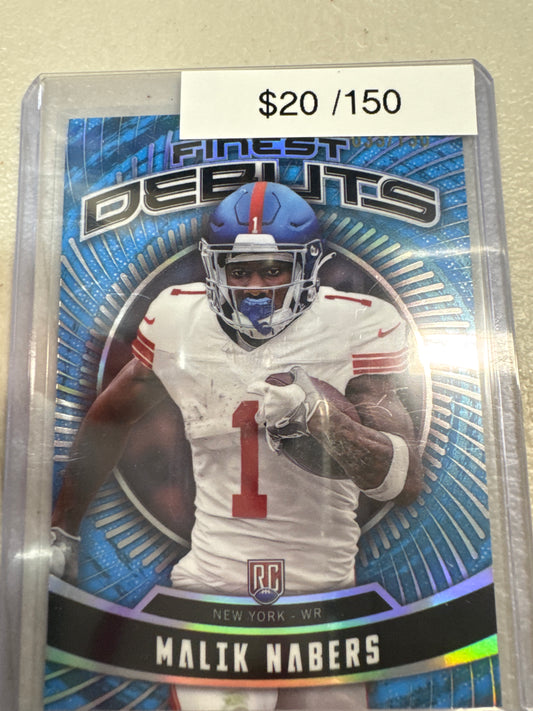 2024 Topps Finest Malik Nabers Finest Debuts /150 blue