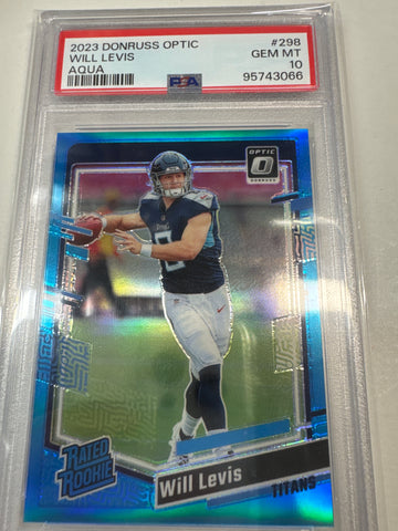 2023 Optic Will Levis Rated Rookie Aqua /299 PSA 10
