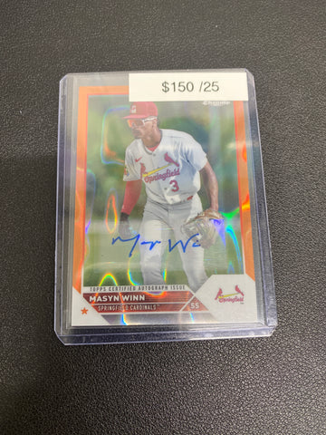 2023 MLB Topps Chrome Masyn Winn Orange Lava Auto /25