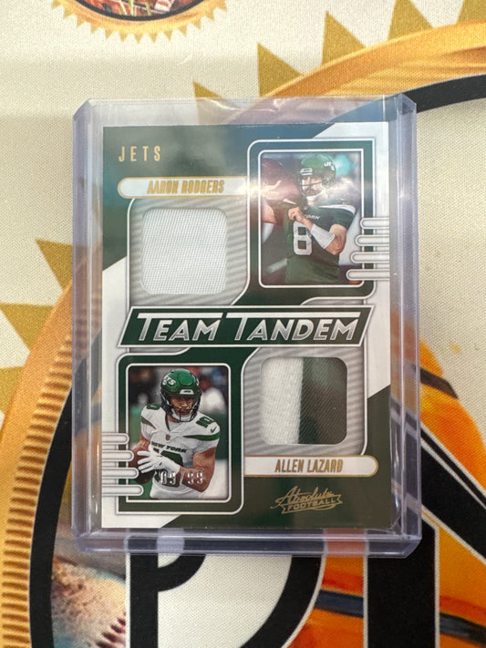 2023 Panini Absolute NFL Aaron Rodgers & Allen Lazard Dual Team Tandem Relic /99
