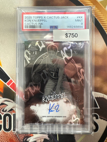2025 Topps Chrome NBA X Cactus Jack Kon Knueppel Rookie Cactus Ink PSA 9