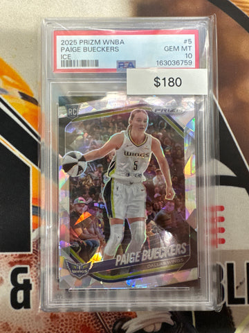 2025 Panini Prizm WNBA Paige Bueckers Rookie Cracked Ice PSA 10
