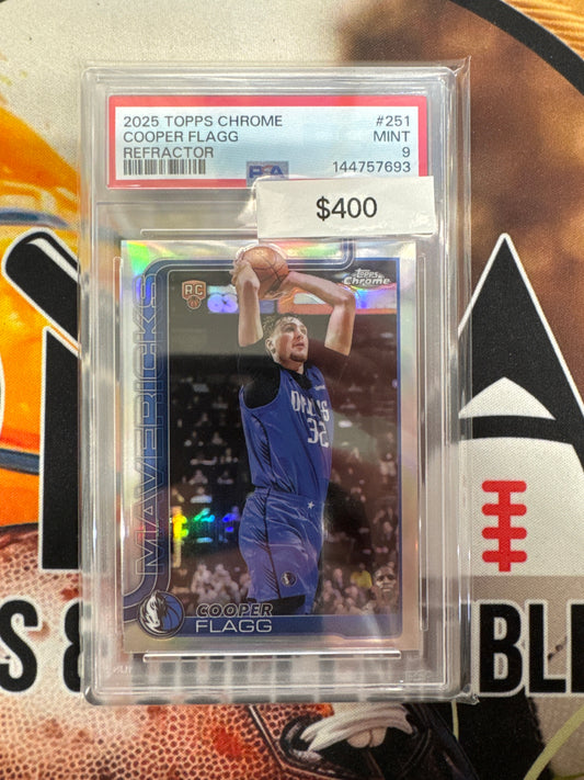 2025-26 Topps Chrome NBA Cooper Flagg Rookie Refractor PSA 9