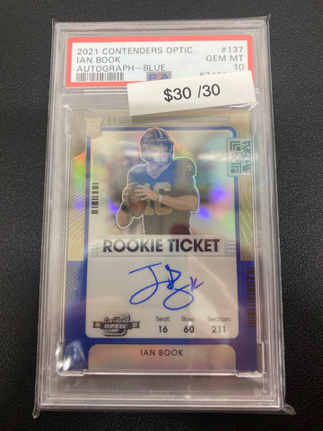 2021 Panini Contenders Optic Ian Book Rookie Ticket Autograph Blue /30 PSA 10