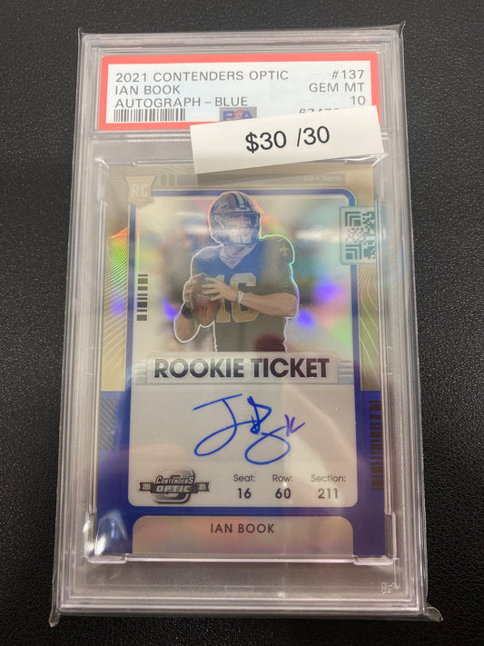 2021 Panini Contenders Optic Ian Book Rookie Ticket Autograph Blue /30 PSA 10