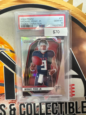 2024 Panini Prizm NFL Michael Penix Jr. Rookie Variation Silver Prizm PSA 10